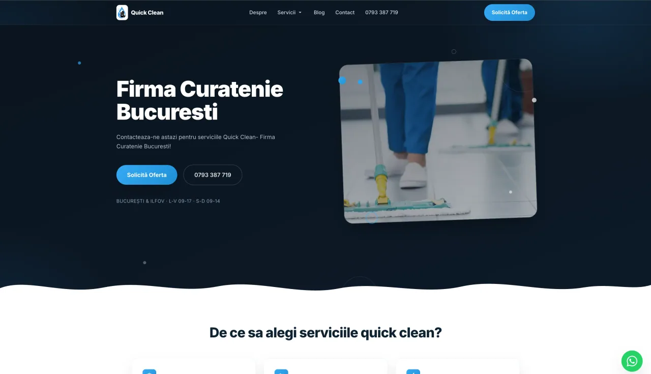 Studiu de caz Quick Clean, migrare de pe Wix pe Next.js